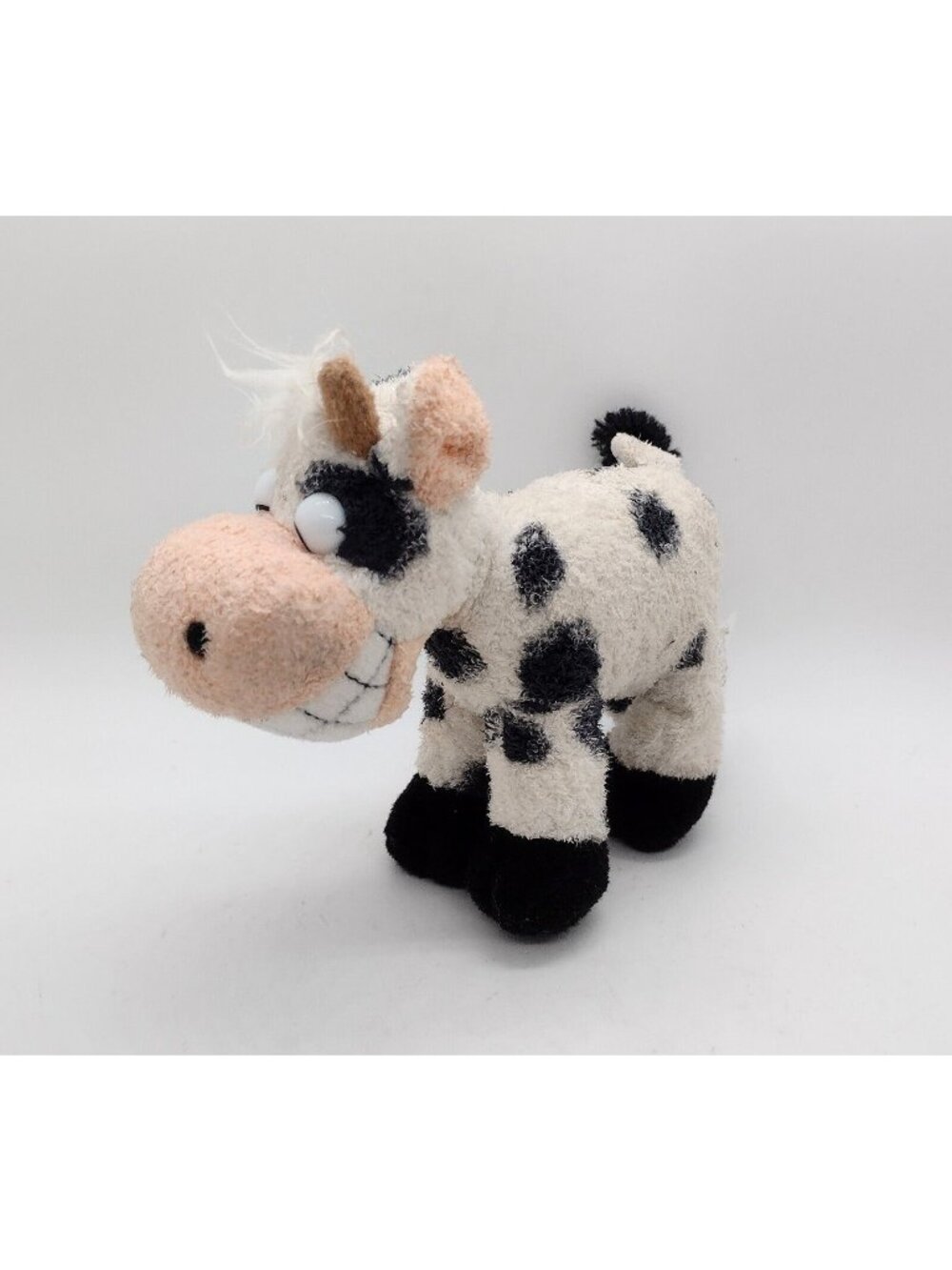Russ Berrie Grinnies Terry Cloth Beanbag Stuffed Jersey Cow Plush Kitsch Kidcore